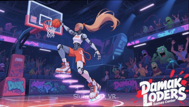 Slum Dunk VR Republic Day event with tricolor court and players saluting after making baskets
